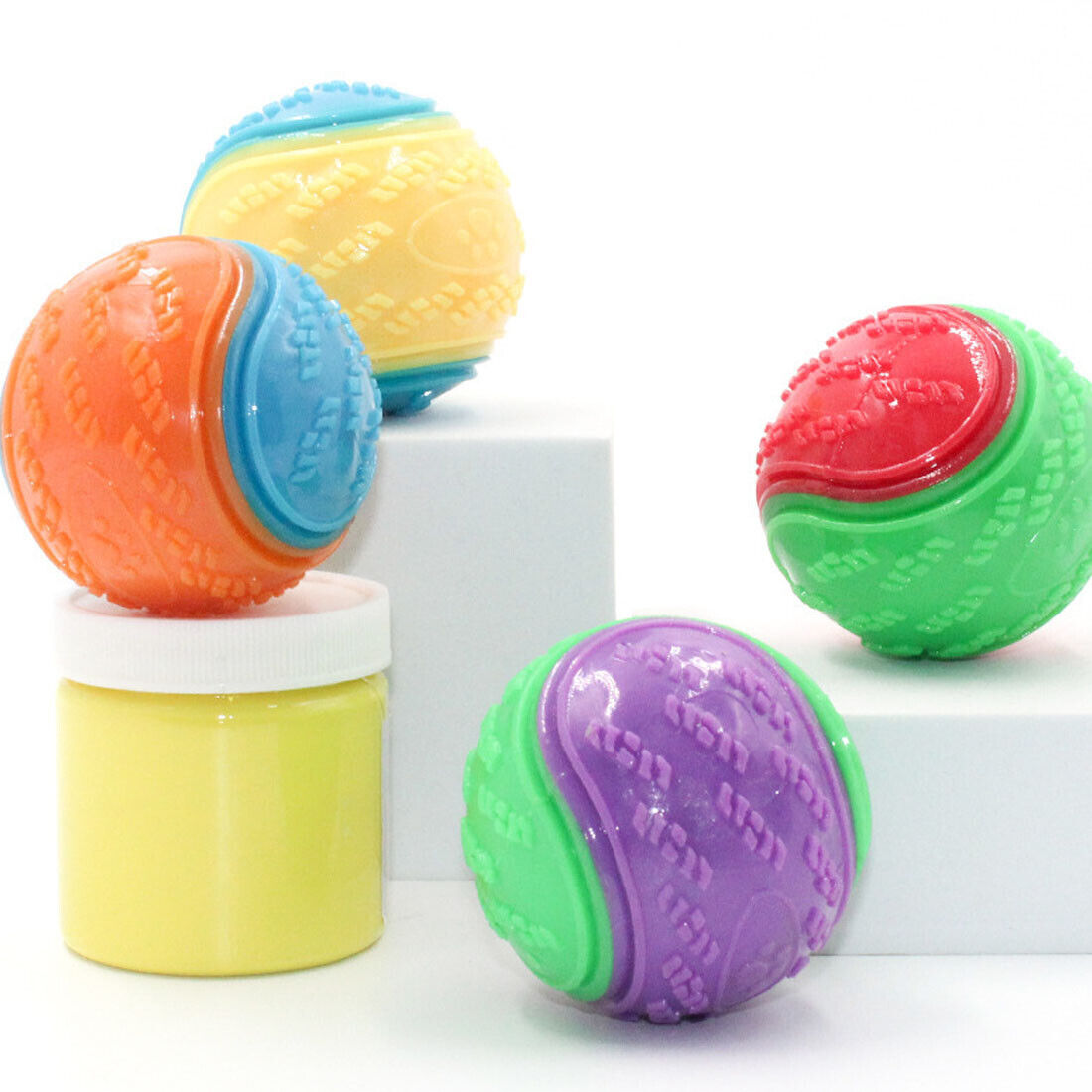 Durable Squeaky Set Of 8 Dog Balls For Teeth Cleaning